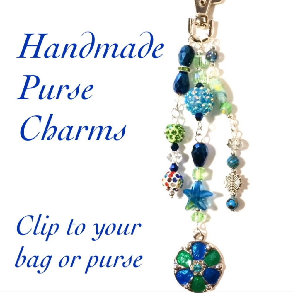Hand Crafted Blue Green Purse Charms